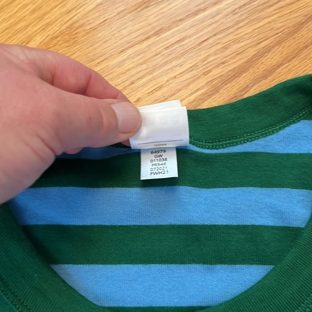 Hanna Andersson 100% organic cotton pajama top extra small blue/green striped